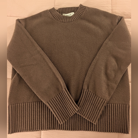 Everlane Women's Boxy Sweater in Everyday Cotton in Brown, Size 2XS - Picture 5 of 7
